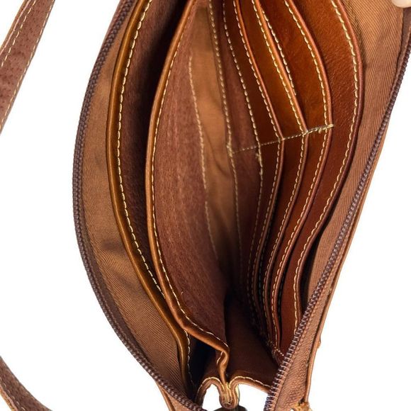 Jesslyn Blake Brown Cognac Eco Leather Wristlet Clutch Basket Weave - Picture 6 of 10